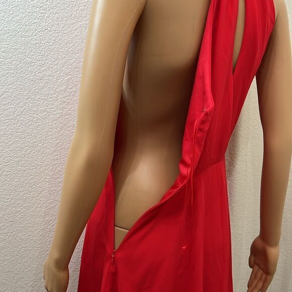Express Dress Sz 4 Red Halter Fit & Flair Sleeveless Mini Summer Cocktail Party - Picture 9 of 15